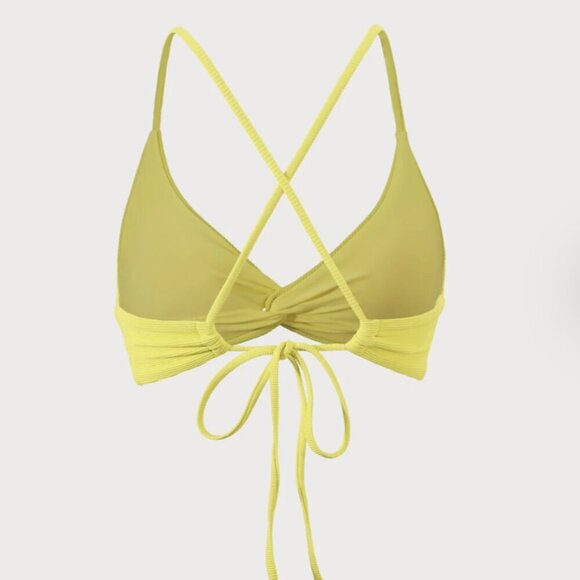 BERLOOK Yellow Twist Cross Back Bikini Top ONLY 40 - Picture 8 of 10